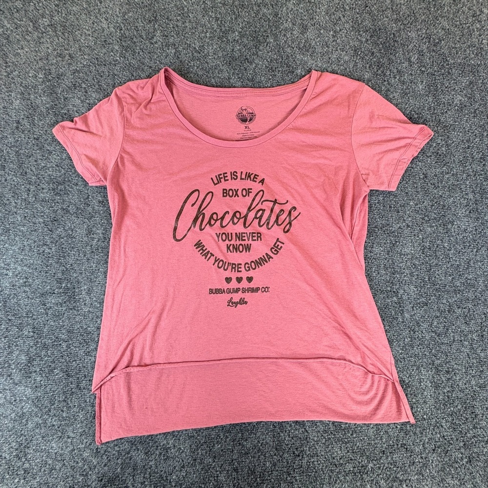 Bubba Gump Shrimp Cropped T Shirt Womens XL Pink Spellout Short Sleeve Crewneck